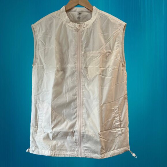 Mono B Anthropologie Cream Sleeveless Lightweight Windbreaker Vest New‎ Small - Picture 1 of 6